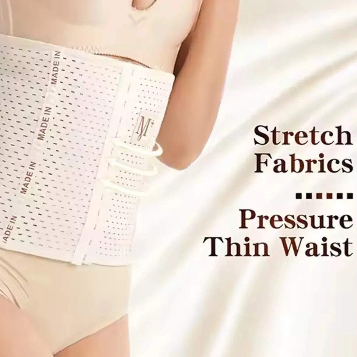 M + Belly Belt 6 Hooks Body Shaper & Tummy Controller ~ Size : 3XL ~ Color : Skin