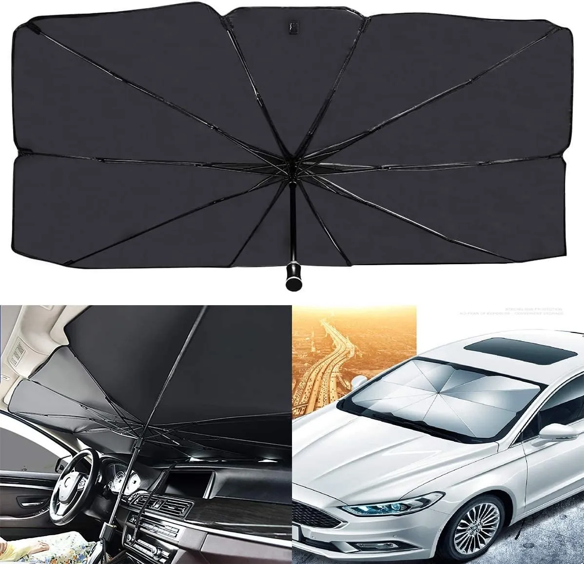 Universal Foldable Car Windshield Sun Shade Umbrella – UV Protection & Heat Insulation Cover