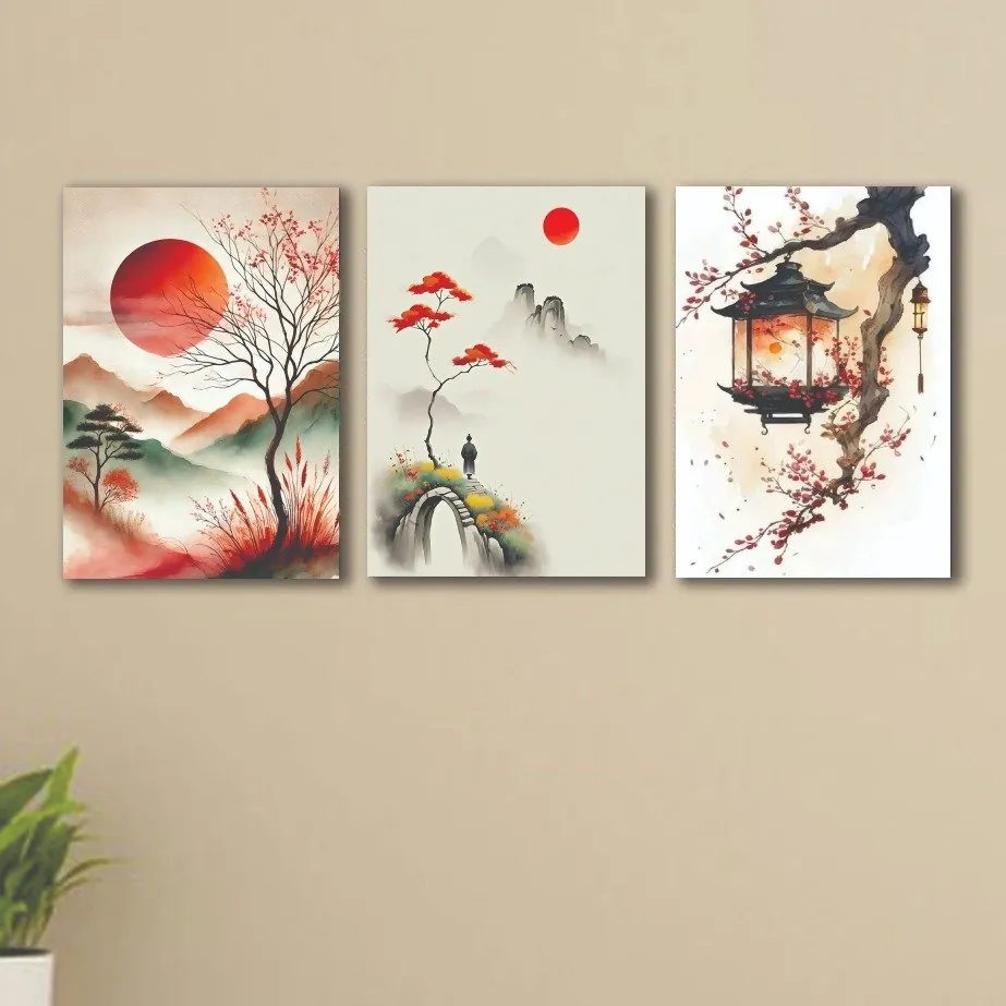Set of 3 Premium Wall Art Photo Tiles – Modern Home Decor Sets 8x11