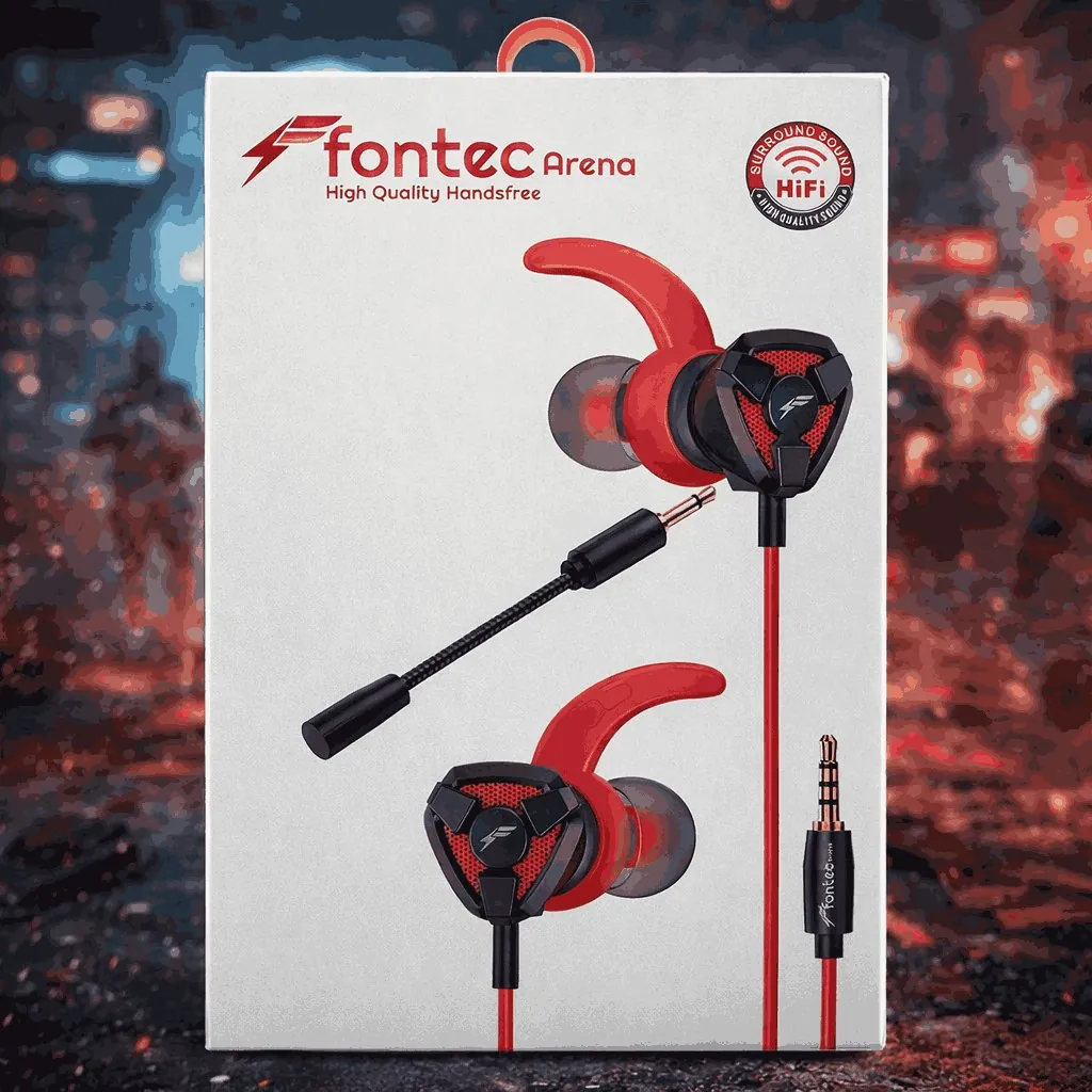Fontec Arena Gaming Earphones with Detachable Mic – 3.5mm HiFi Stereo Surround Handsfree for Mobile, PC & Console - Random Color