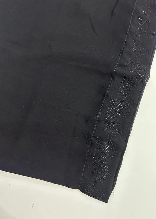 Premium Black Chiffon Dupatta with One Side Stone Work – Elegant Formal Wear for Women – Soft & Lightweight Fabric