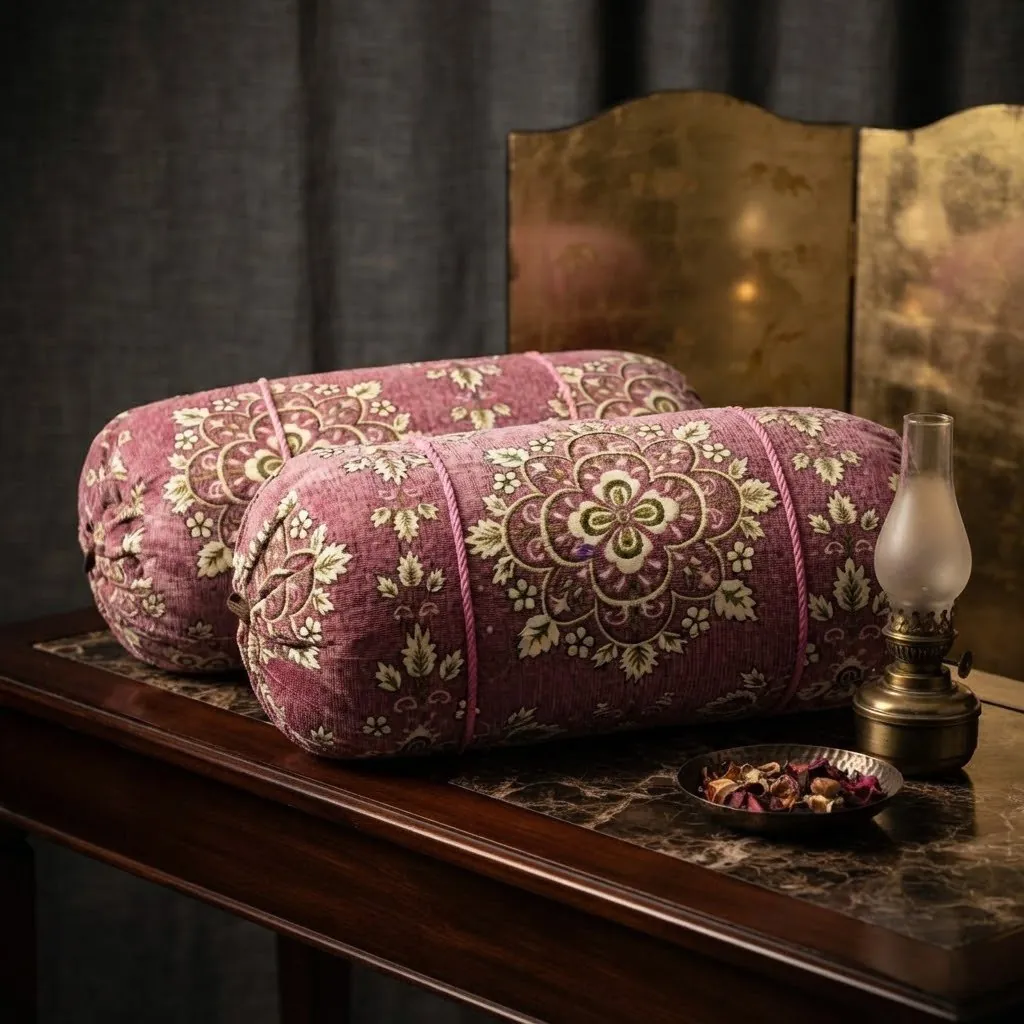 Luxury 2 Piece Soft Velvet Jacquard Gol Pillow Cover Set 36 x 17 Easy Washable Floral Design