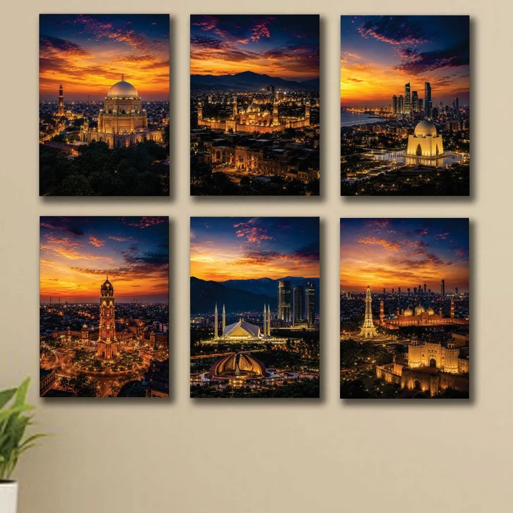 Set of 6 Premium Wall Art Photo Tiles – Modern Home Decor Sets 8x11