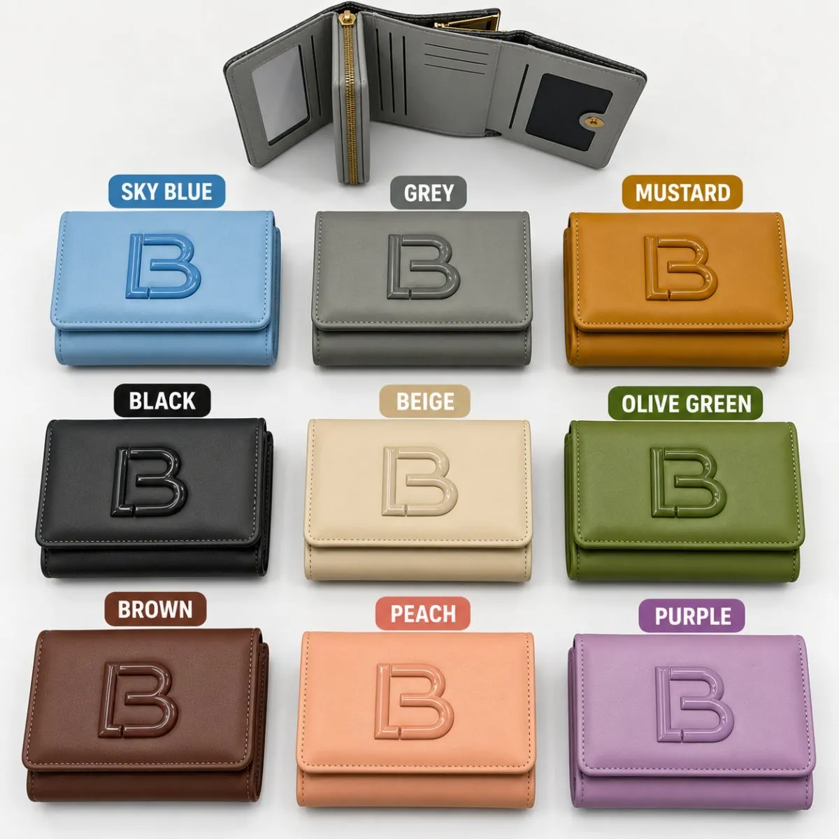 Premium Imported Ladies Mini Wallet – Stylish Check Design with Gold Lock