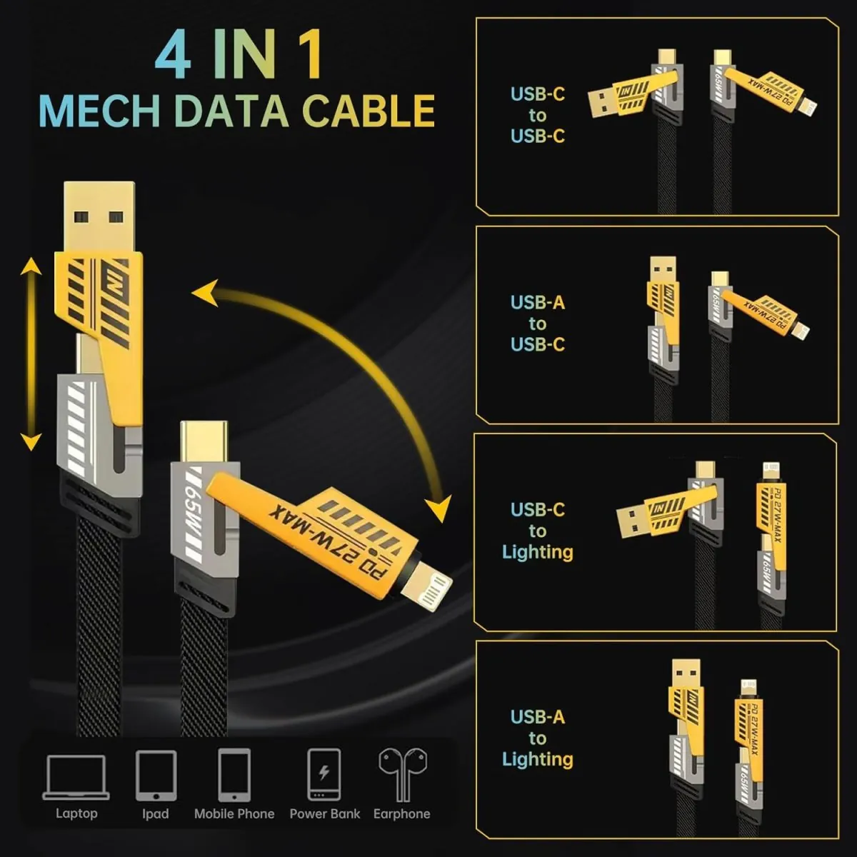 4 In 1 Data Cable USB-A & USB-C price in Pakistan