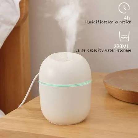 Mini Cute Air Humidifier With RGB Light | Mute Humidifier For Room & Office | 220ML Water Capacity