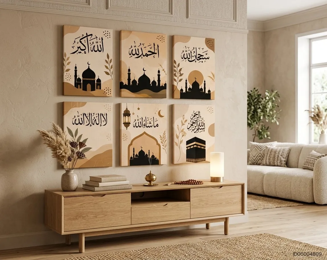 6 Pcs Islamic Wall Frames – Stylish Islamic Wall Art & Home Decor