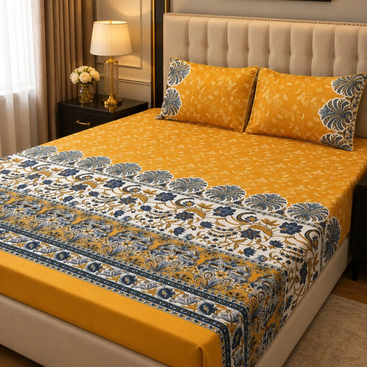 3D Crystal Cotton 3-piece Bedsheet Set AY0010010