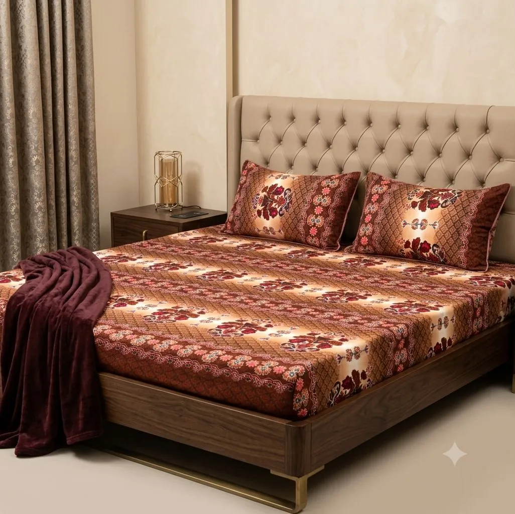 3D Crystal Cotton 3-piece Bedsheet Set AY0010065