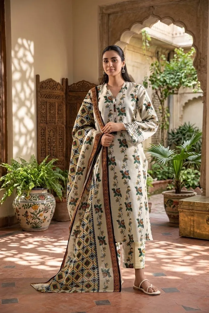 Saya Premium 3-Piece Printed khadder Suit – Unstitched winter Collection