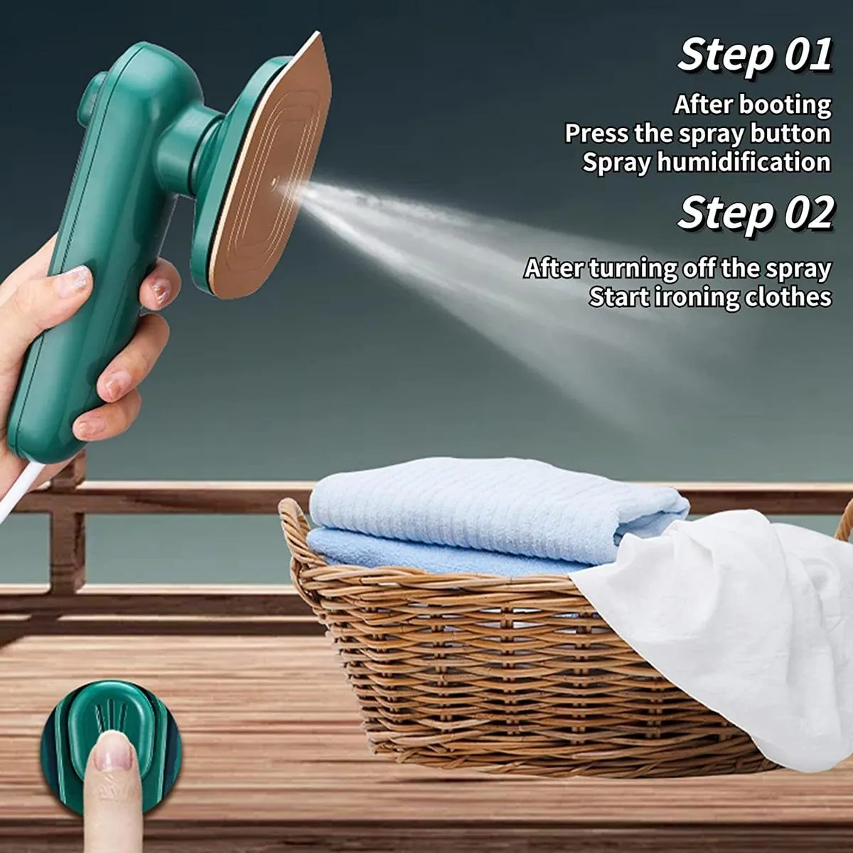 Portable Mini Electric Steam Iron - Handheld Garment Steamer