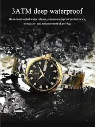 Premium Two-Tone Quartz Watch - Silver & Golden Chain
