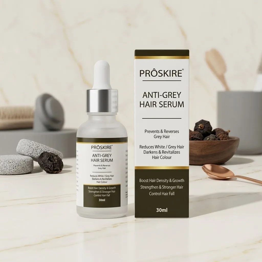 Proskire Anti-Grey Hair Serum 30ml Reduces White Hair - Darkens & Revitalizes Hair Color