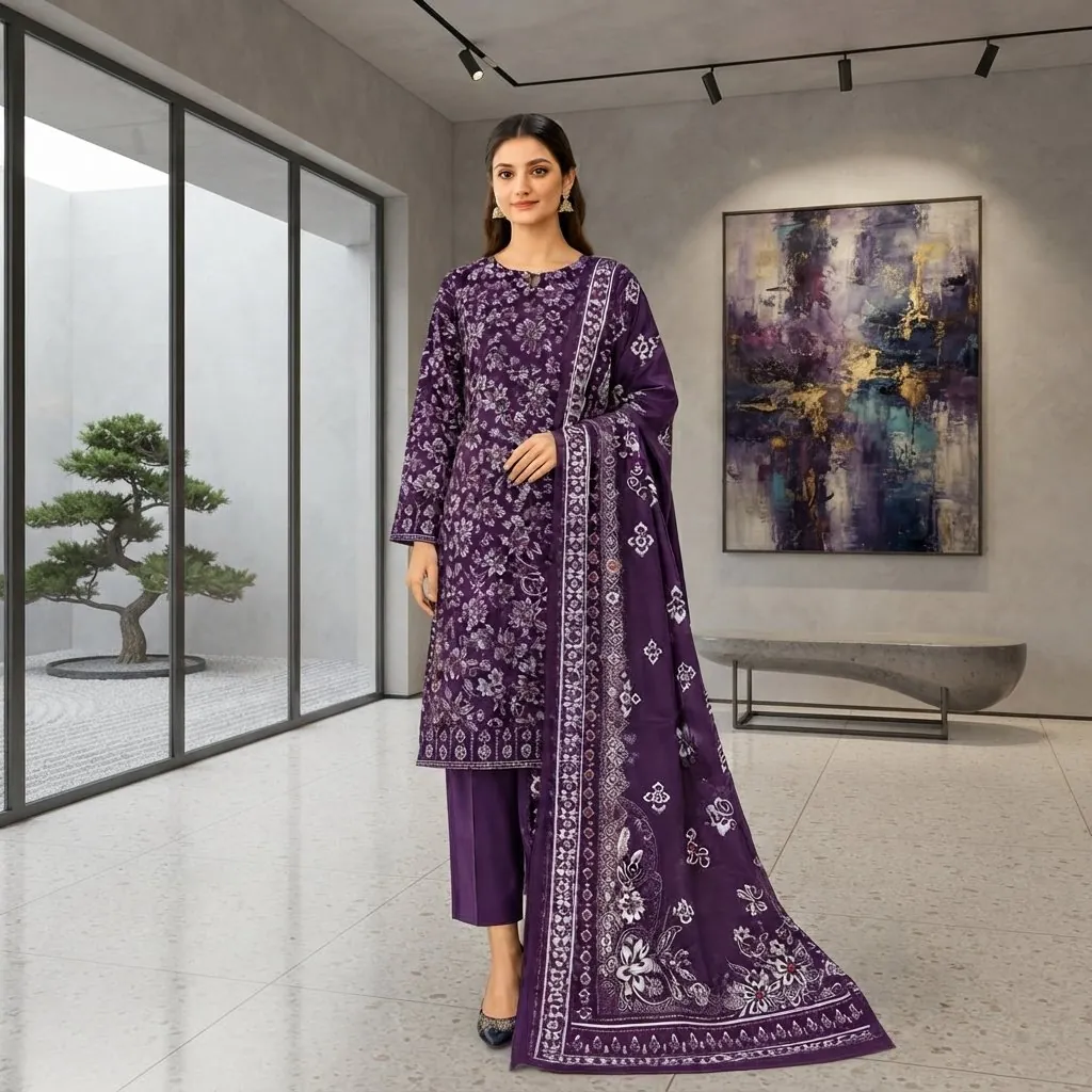 SAPPHIRE - 3 Pcs Printed Lawn Suit Unstitched - Apparel Accessory Designed For Fashion Styling And Daily Wardrobe Routine