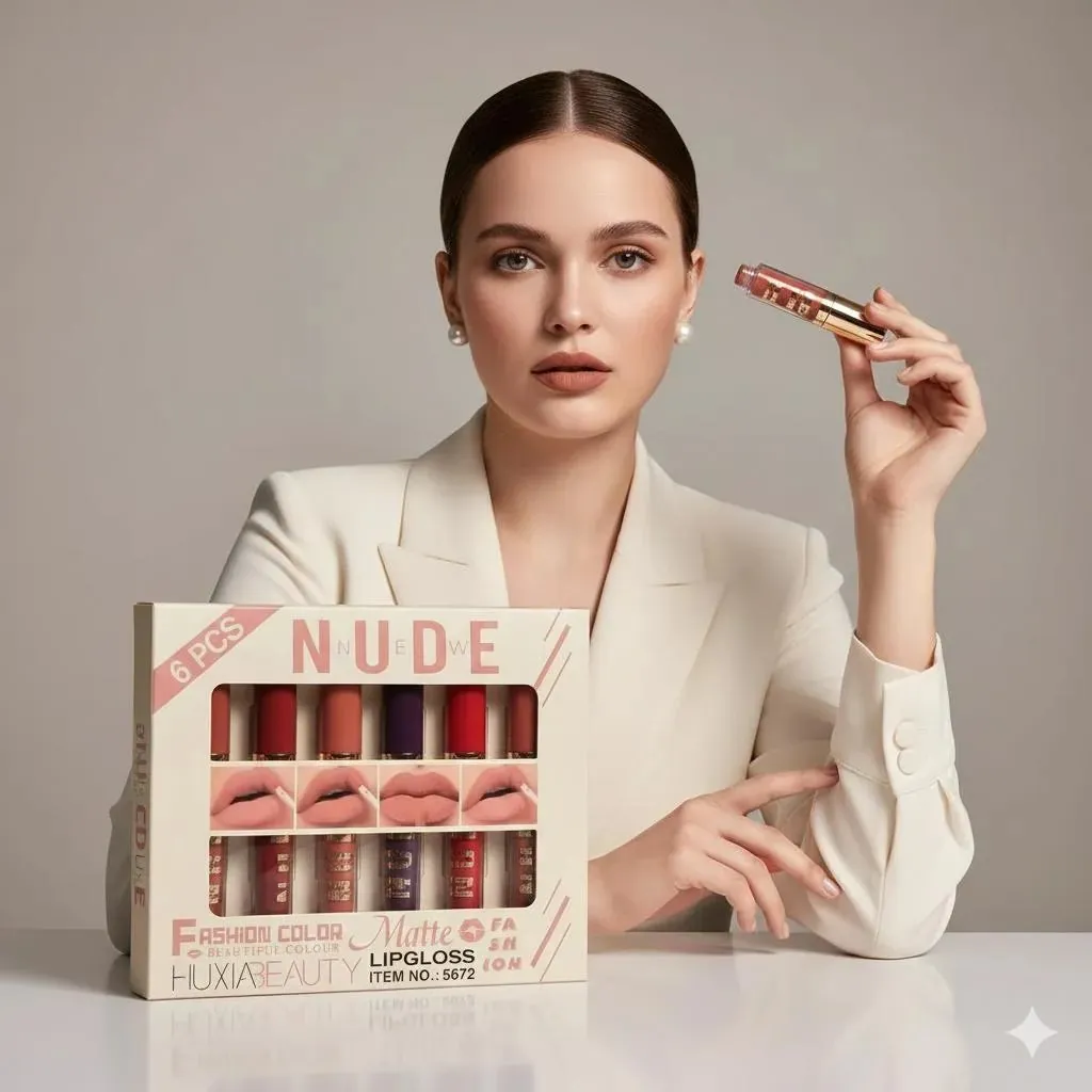6 Pcs High Pigmented Nude Lipgloss - MultiColor