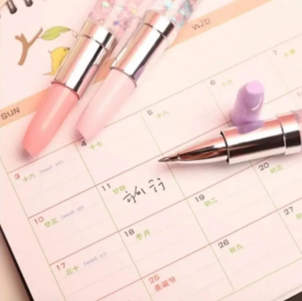 Lipstick Shape Gel Pens - Stationery Accessory Designed For Writing And Daily Office Routine (Random Color)