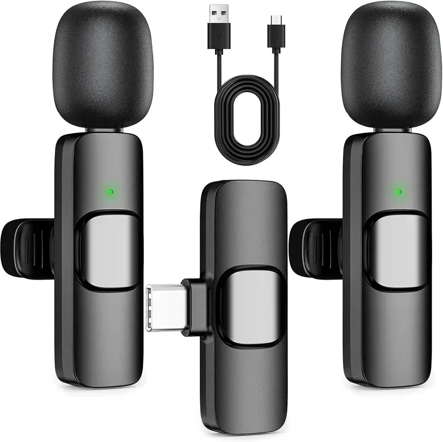 K11 Dual Wireless Lavalier Microphone for iPhone & Android – Dual Clip-On Bluetooth Mic, 2-Person Wireless Microphone with Reverb, Noise Reduction, Clear Sound for TikTok, YouTube, Vlogging, Podcast & Interviews