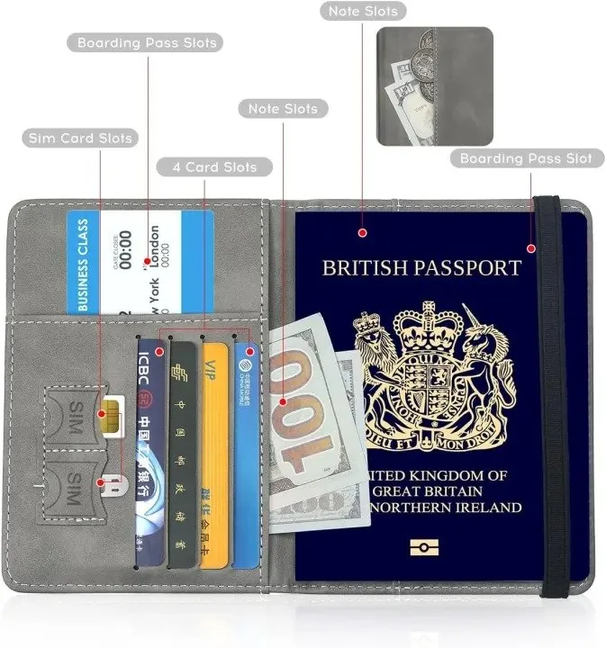 Passport Travel Wallet Organizer Durable Secure Multi Compartment Design For Passports Cards Money And Travel Essentials | Random Colour