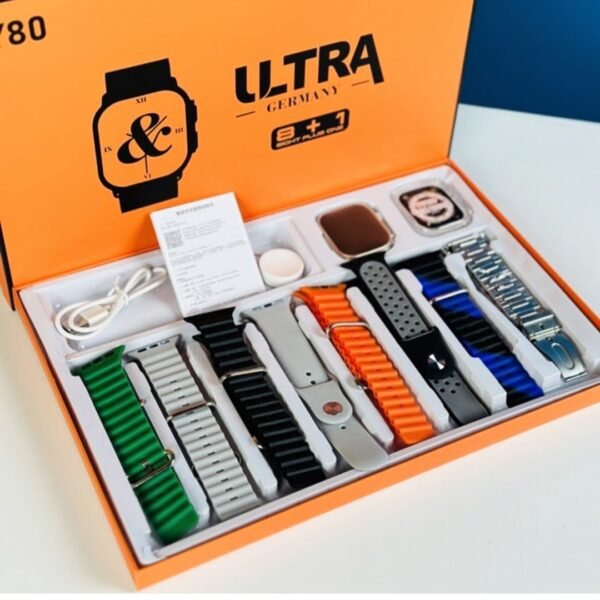 Y80 Ultra 8 In 1 Smart Watch ,8 Straps 49mm Big Display (random Colour)