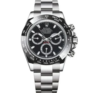 Rolex Daytona Rotating Bezel Quartz Machine | Quartz Chronograph Movement Silver Stainless Steel Strap Watch With Master Lock For Men ( Without Box )