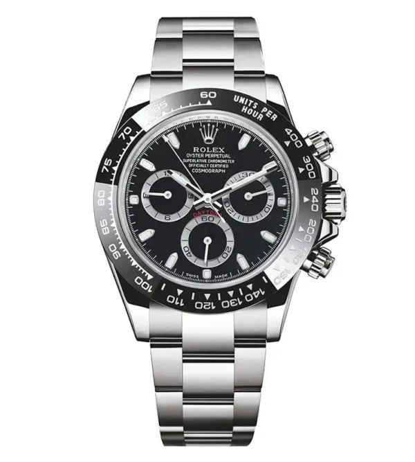 Rolex Daytona Rotating Bezel Quartz Machine | Quartz Chronograph Movement Silver Stainless Steel Strap Watch With Master Lock For Men ( Without Box )