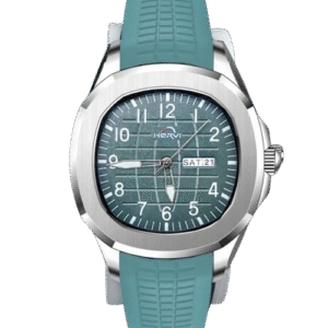 Heryi Men’s Watch With Silicone Strap Day And Date Function Analog Display –  Durable & Lightweight Casual Wristwatch | Men’s Watch – Wrist Watch For Men – Stainless Steel Dial Rubber Strap