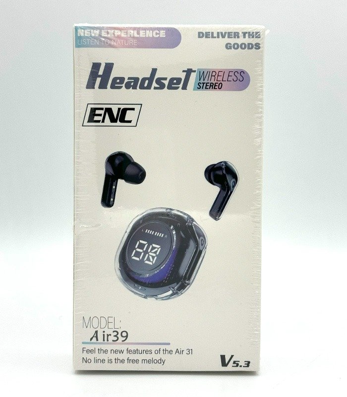 Air39 Wireless Earbuds | Bluetooth 5.3 | Clear Sound | Heavy Bass | Noise Reduction | LED Display - Random Color