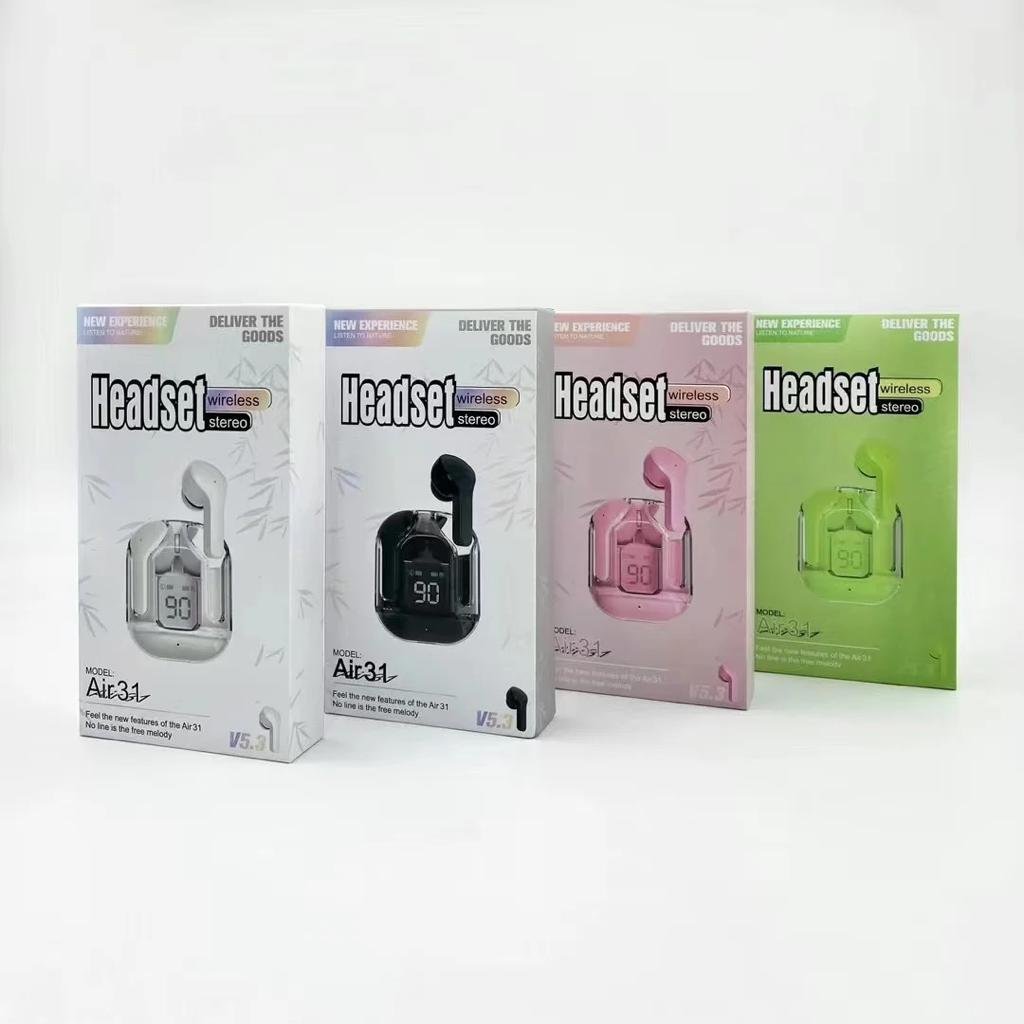 Air31 Earbuds Wireless Crystal Transparent Body | Air 31 Bluetooth Ear Bud (Random Color)